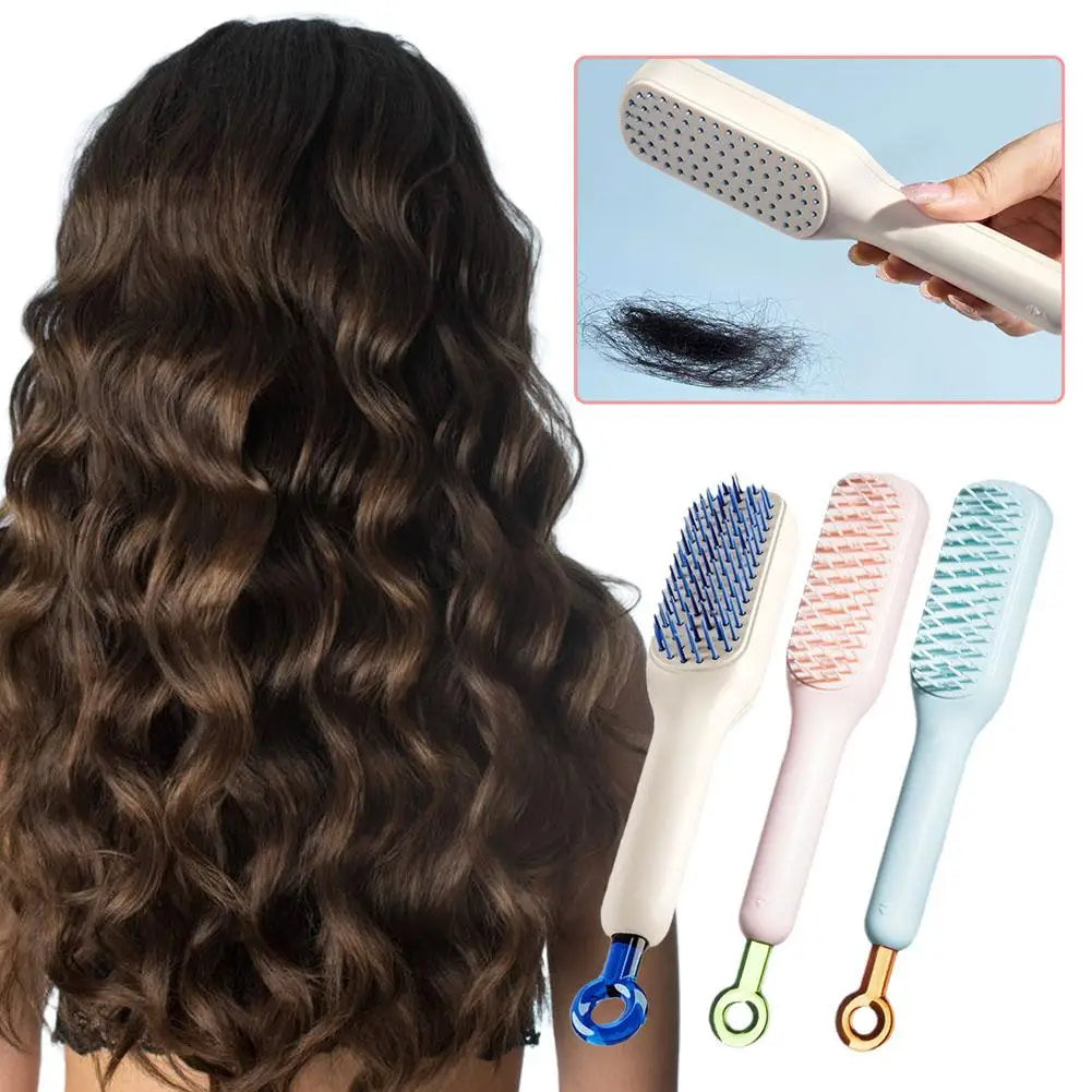 SheFix® Magic Retractable Comb Self Cleaning Hair Brush